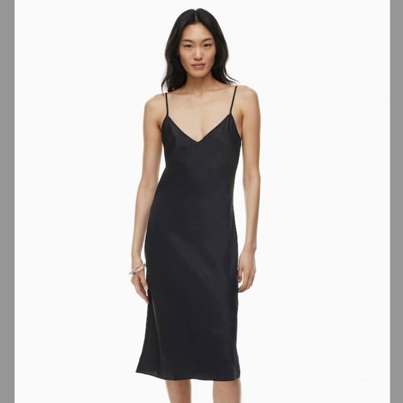 Aritzia Dresses & Skirts - Only Slip Satin Midi Dress in Black